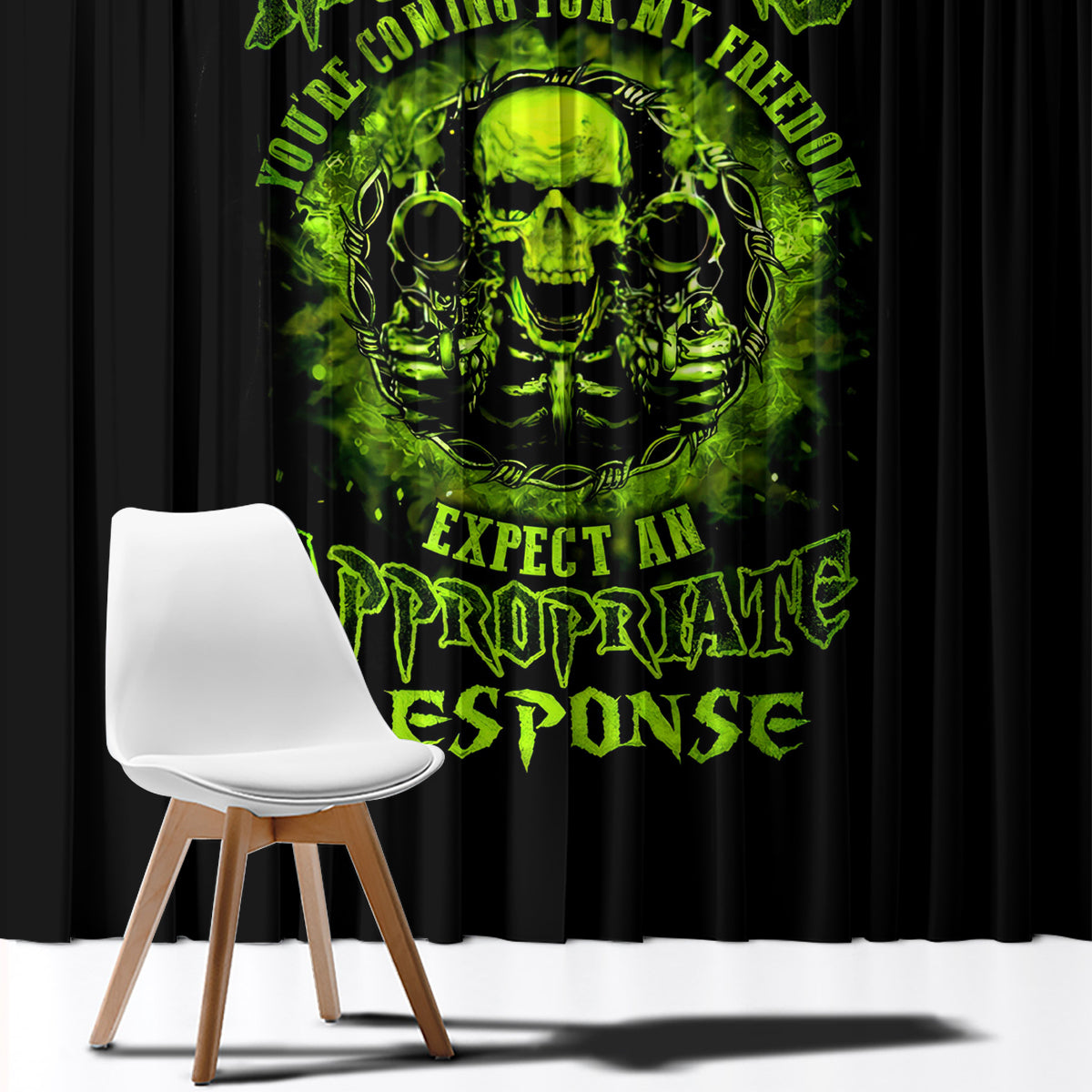 Gun Skull Window Curtain When You Come For My Gun Expect An Appropriate Response - Wonder Print Shop