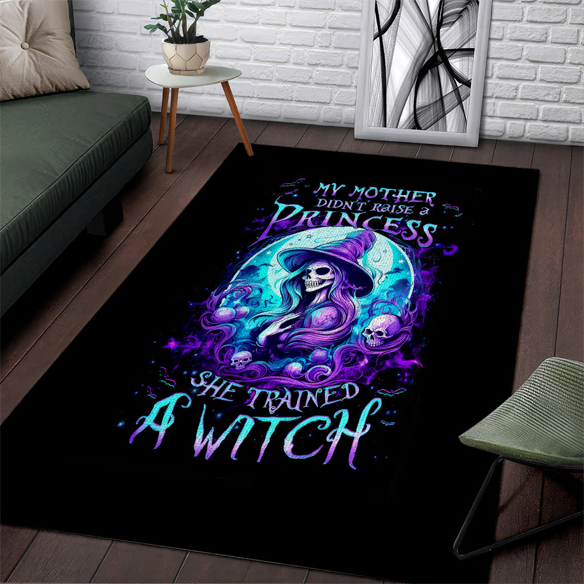 Witch Skull Area Rug My Mother Didn't Raise A Princess She Trained A Witch - Wonder Print Shop