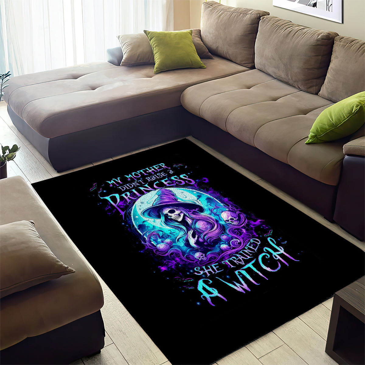 Witch Skull Area Rug My Mother Didn't Raise A Princess She Trained A Witch - Wonder Print Shop