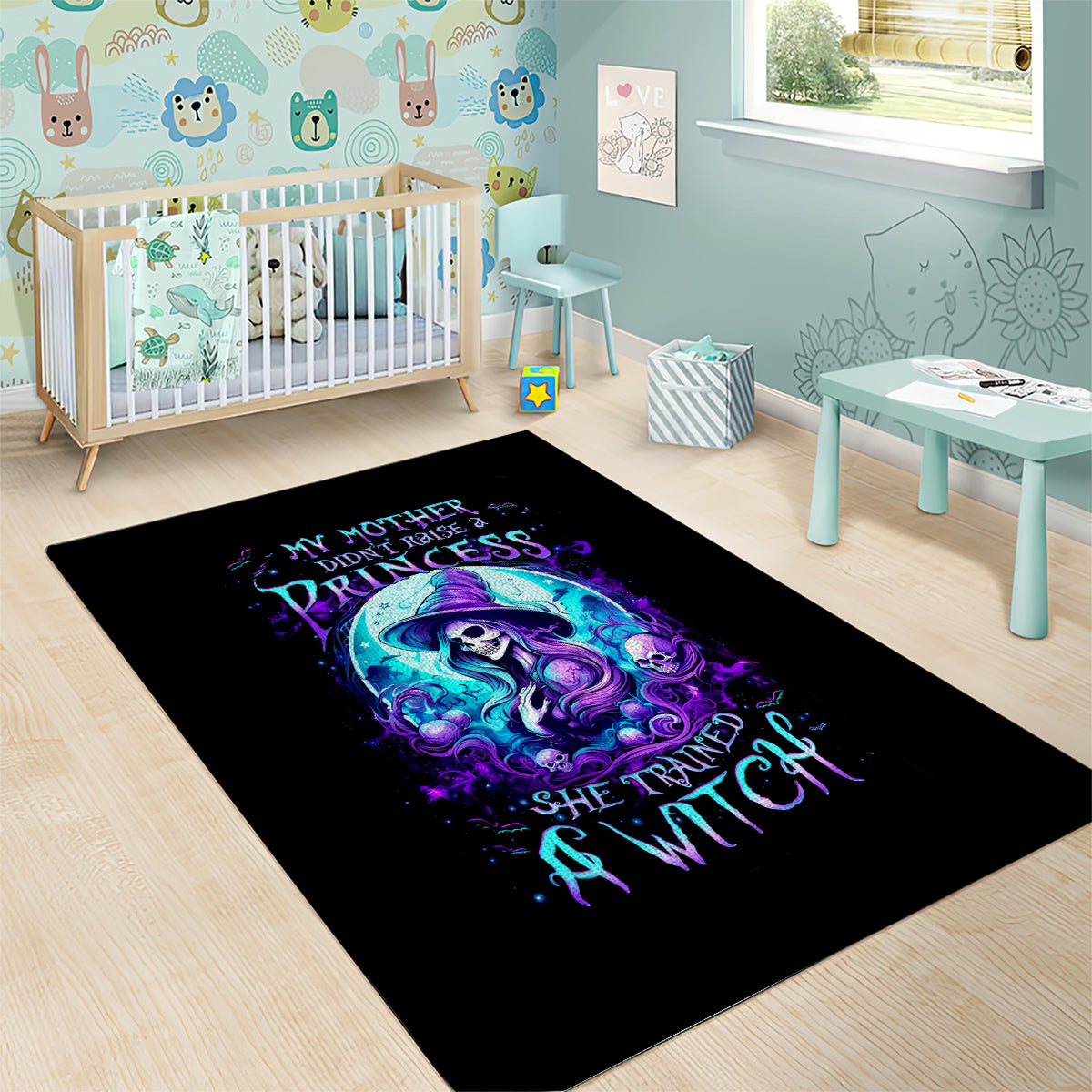 Witch Skull Area Rug My Mother Didn't Raise A Princess She Trained A Witch - Wonder Print Shop