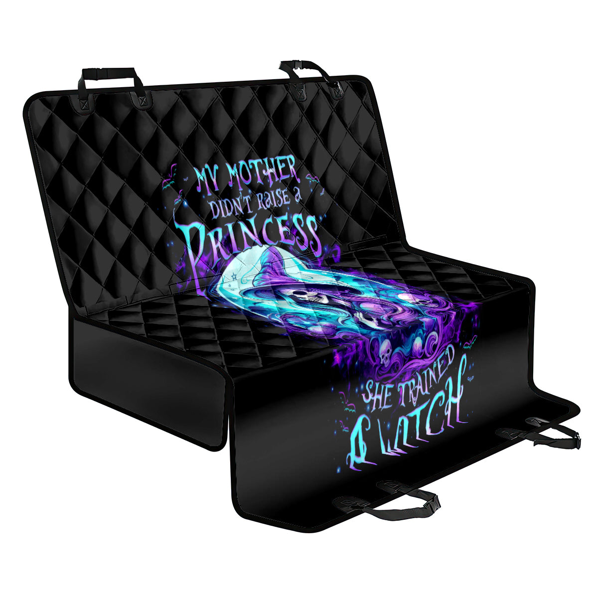 Witch Skull Back Car Seat Cover My Mother Didn't Raise A Princess She Trained A Witch - Wonder Print Shop