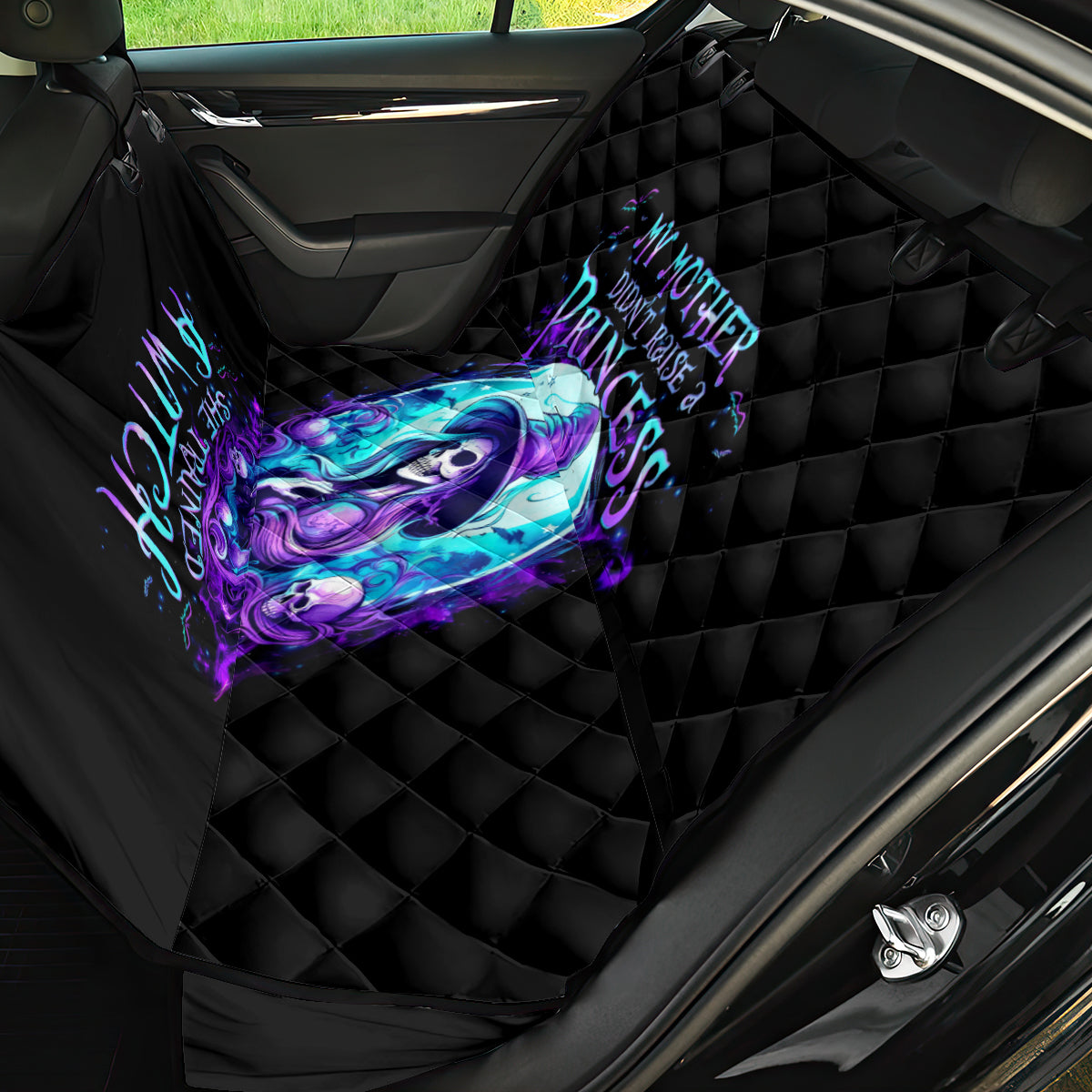 Witch Skull Back Car Seat Cover My Mother Didn't Raise A Princess She Trained A Witch - Wonder Print Shop