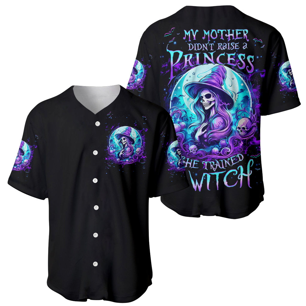 Witch Skull Baseball Jersey My Mother Didn't Raise A Princess She Trained A Witch - Wonder Print Shop