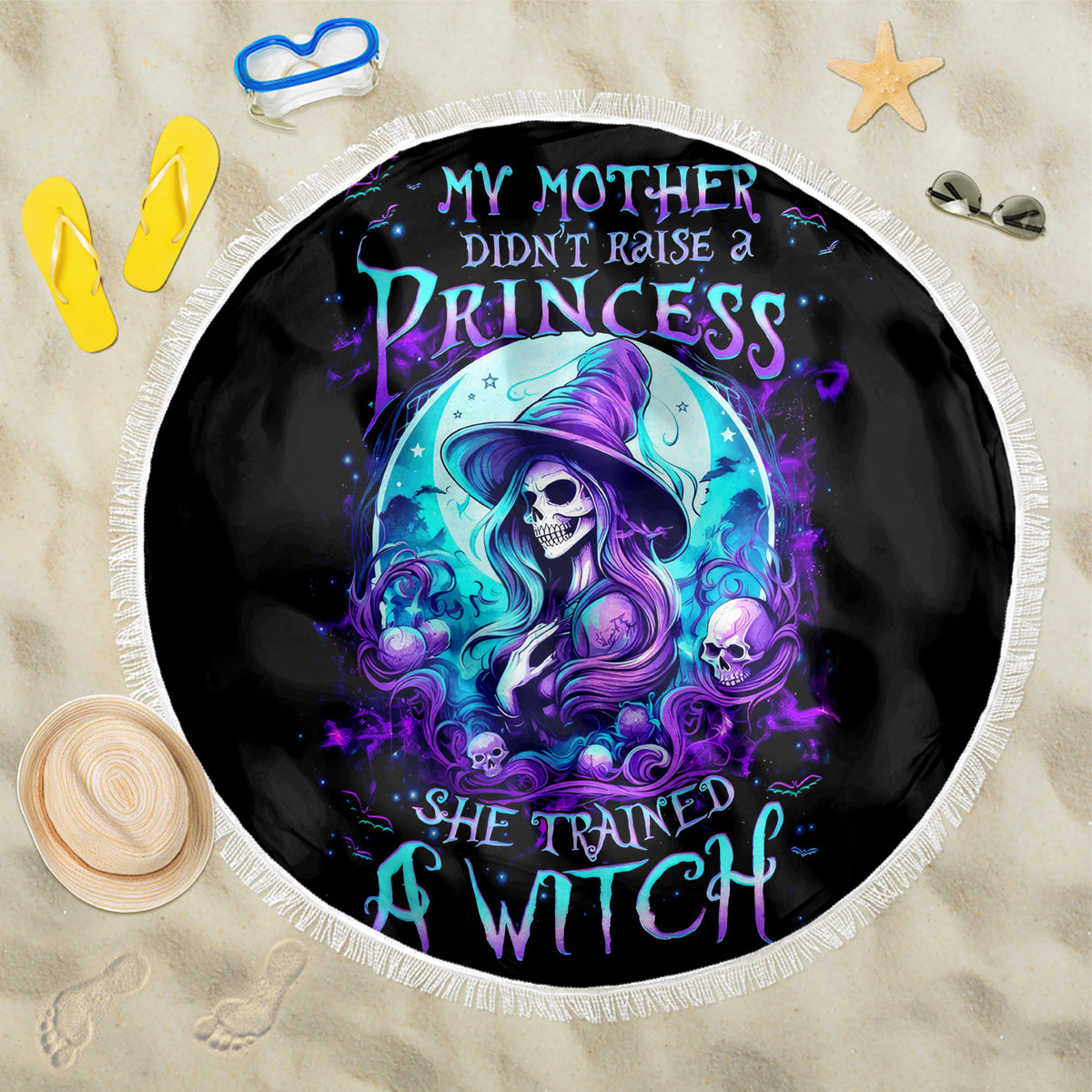 Witch Skull Beach Blanket My Mother Didn't Raise A Princess She Trained A Witch - Wonder Print Shop
