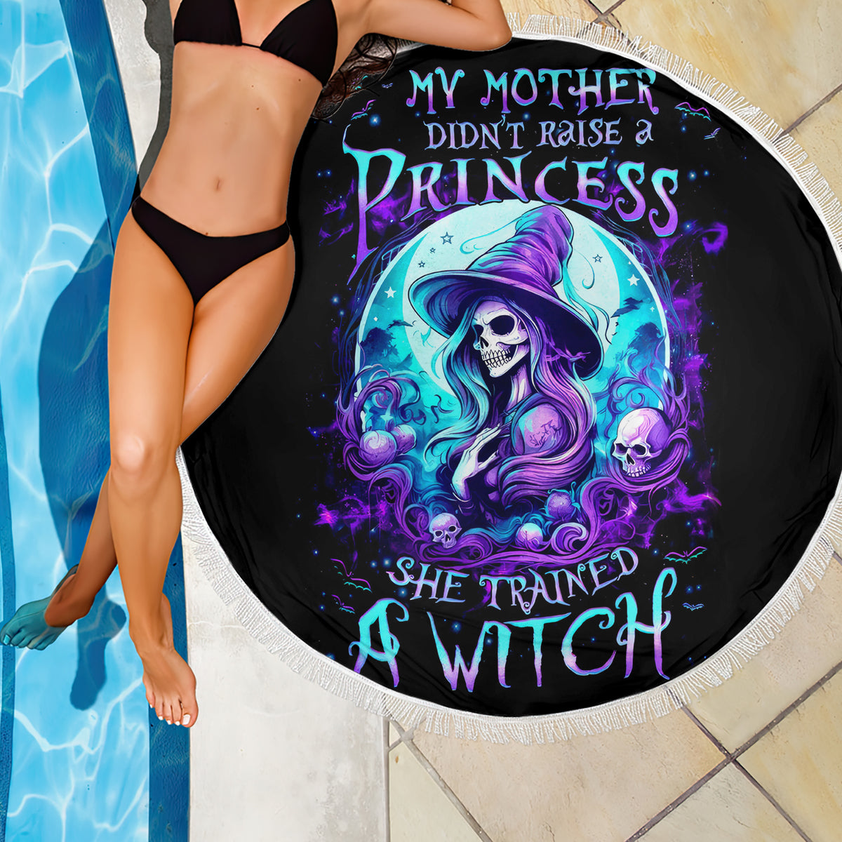 Witch Skull Beach Blanket My Mother Didn't Raise A Princess She Trained A Witch - Wonder Print Shop