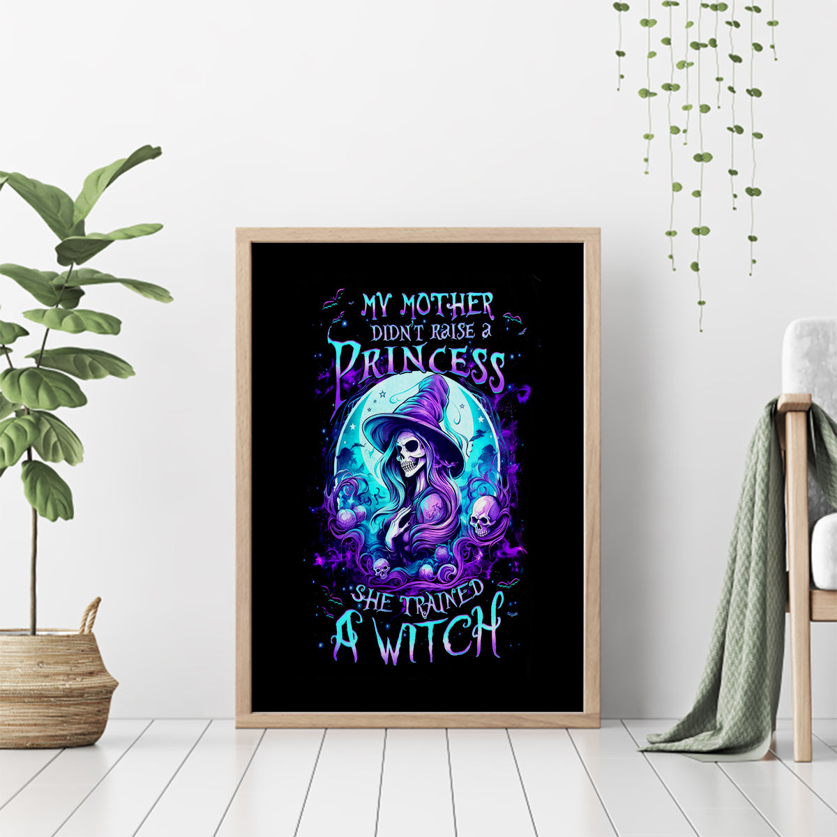 Witch Skull Canvas Wall Art My Mother Didn't Raise A Princess She Trained A Witch - Wonder Print Shop