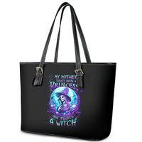 Witch Skull Leather Tote Bag My Mother Didn't Raise A Princess She Trained A Witch - Wonder Print Shop