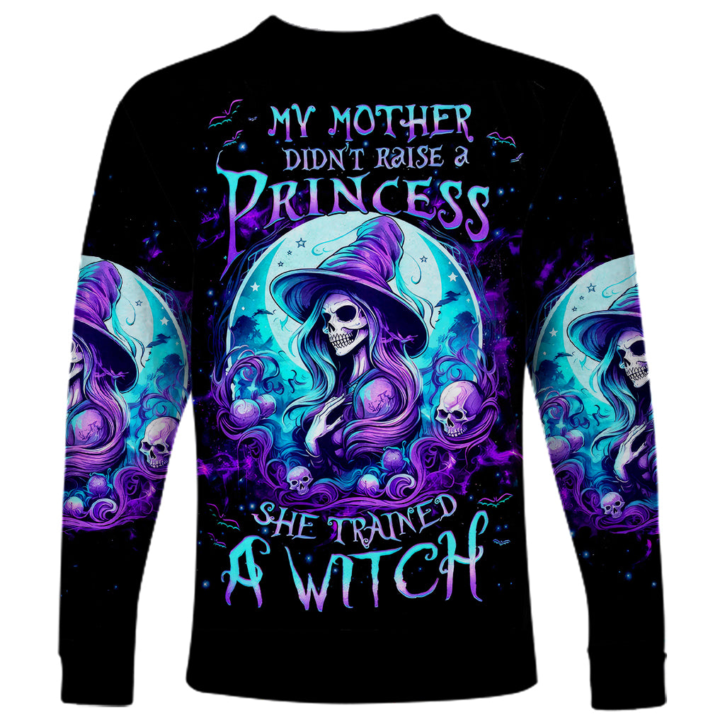 Witch Skull Long Sleeve Shirt My Mother Didn't Raise A Princess She Trained A Witch - Wonder Print Shop