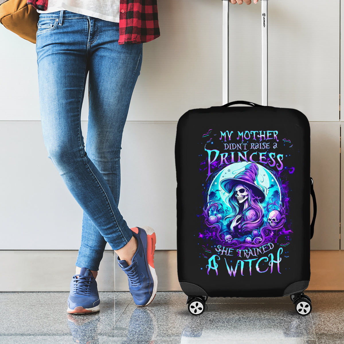Witch Skull Luggage Cover My Mother Didn't Raise A Princess She Trained A Witch - Wonder Print Shop
