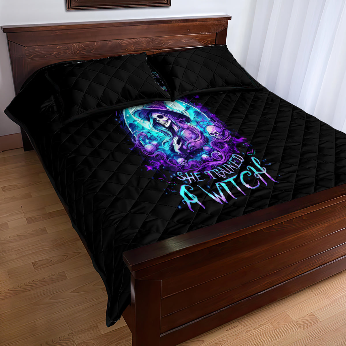 Witch Skull Quilt Bed Set My Mother Didn't Raise A Princess She Trained A Witch - Wonder Print Shop
