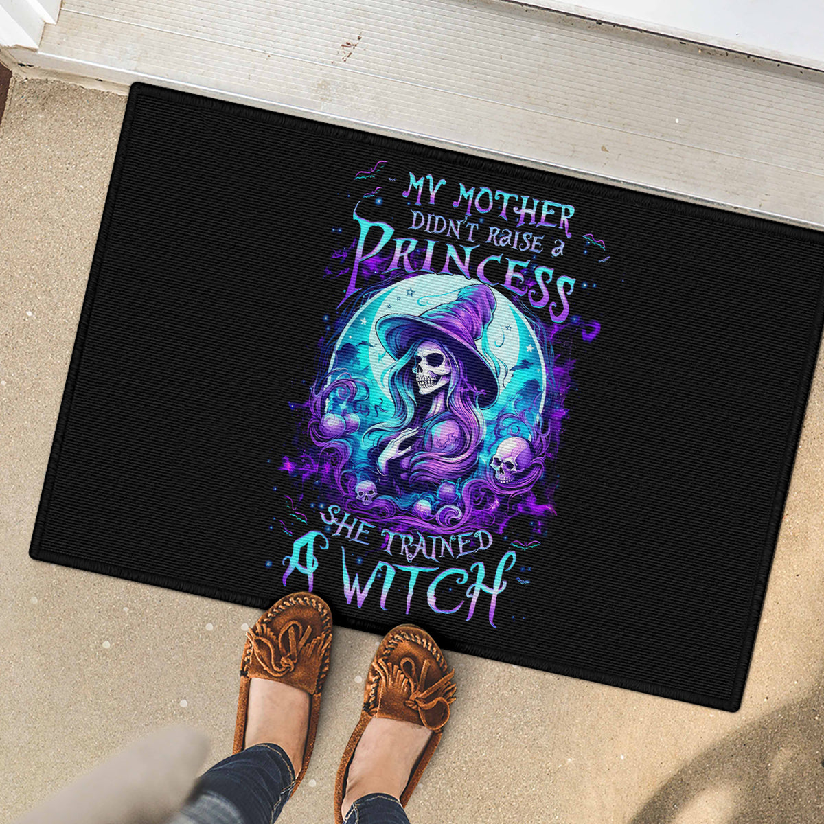 Witch Skull Rubber Doormat My Mother Didn't Raise A Princess She Trained A Witch - Wonder Print Shop