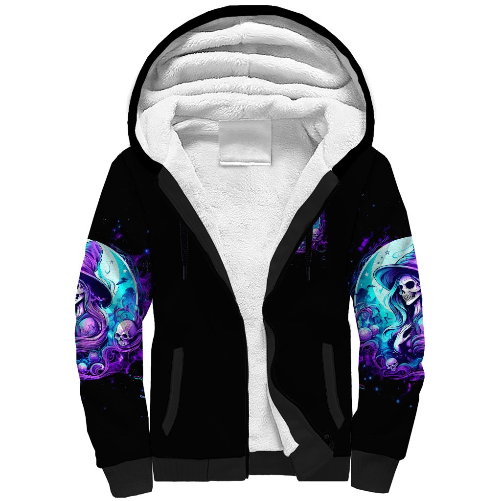 Witch Skull Sherpa Hoodie My Mother Didn't Raise A Princess She Trained A Witch - Wonder Print Shop
