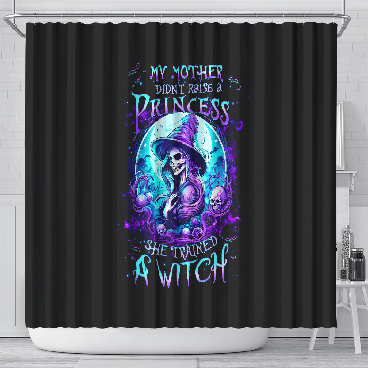 witch-skull-shower-curtain-my-mother-didnt-raise-a-princess-she-trained-a-witch