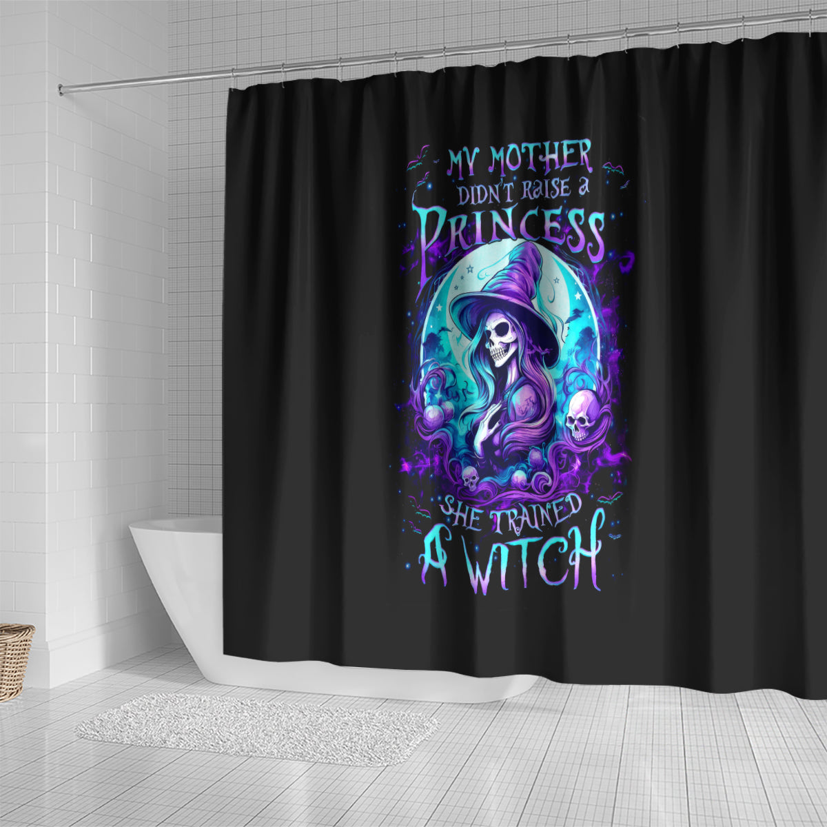 witch-skull-shower-curtain-my-mother-didnt-raise-a-princess-she-trained-a-witch