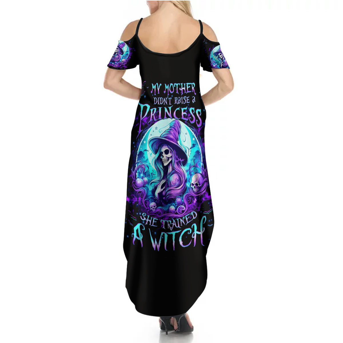 Witch Skull Summer Maxi Dress My Mother Didn't Raise A Princess She Trained A Witch - Wonder Print Shop