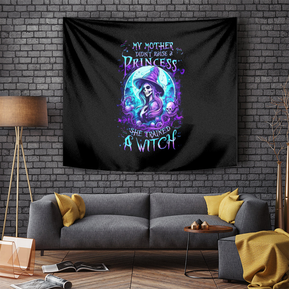 Witch Skull Tapestry My Mother Didn't Raise A Princess She Trained A Witch - Wonder Print Shop