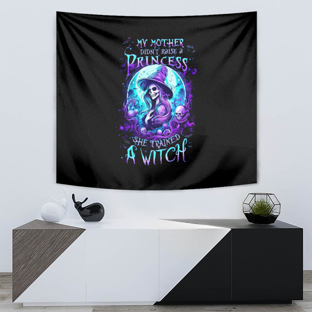Witch Skull Tapestry My Mother Didn't Raise A Princess She Trained A Witch - Wonder Print Shop