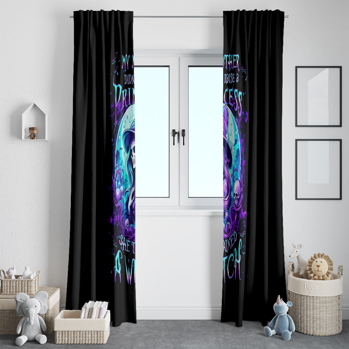 Witch Skull Window Curtain My Mother Didn't Raise A Princess She Trained A Witch - Wonder Print Shop