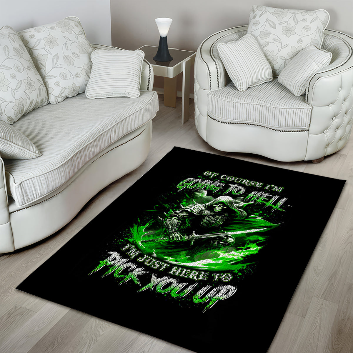 Warrior Skull Area Rug Of Course I'm Going To Hell Just Pick You Up - Wonder Print Shop