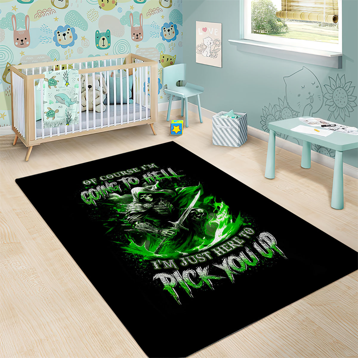 Warrior Skull Area Rug Of Course I'm Going To Hell Just Pick You Up - Wonder Print Shop