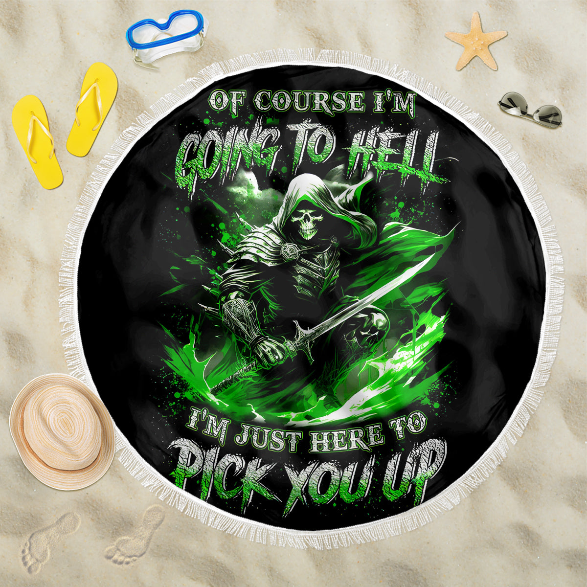Warrior Skull Beach Blanket Of Course I'm Going To Hell Just Pick You Up - Wonder Print Shop