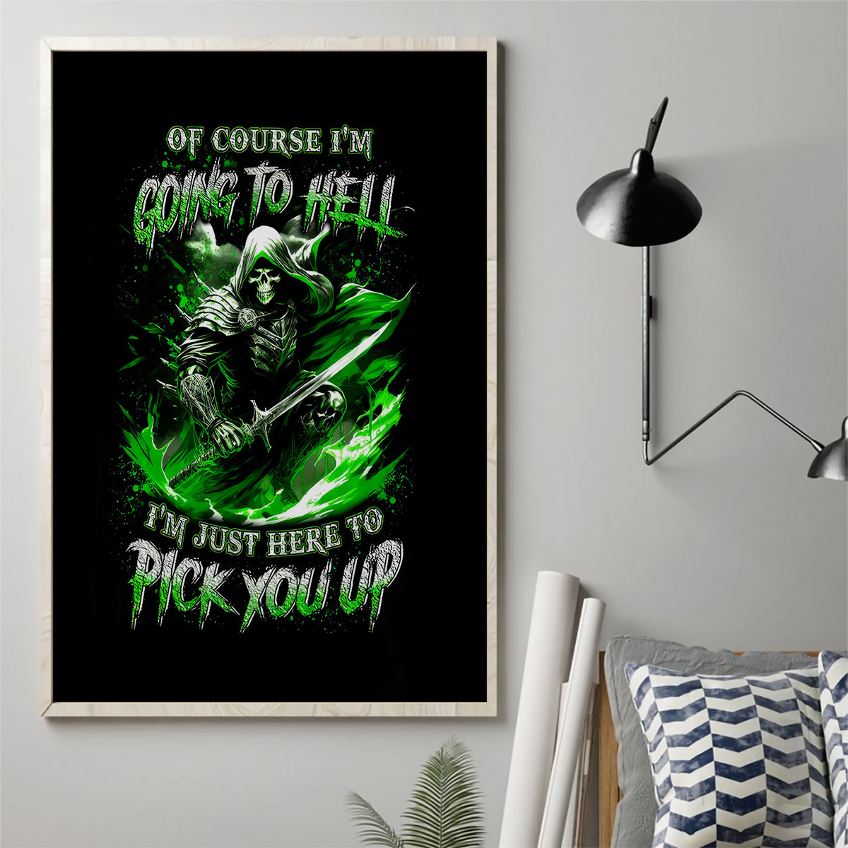 Warrior Skull Canvas Wall Art Of Course I'm Going To Hell Just Pick You Up - Wonder Print Shop