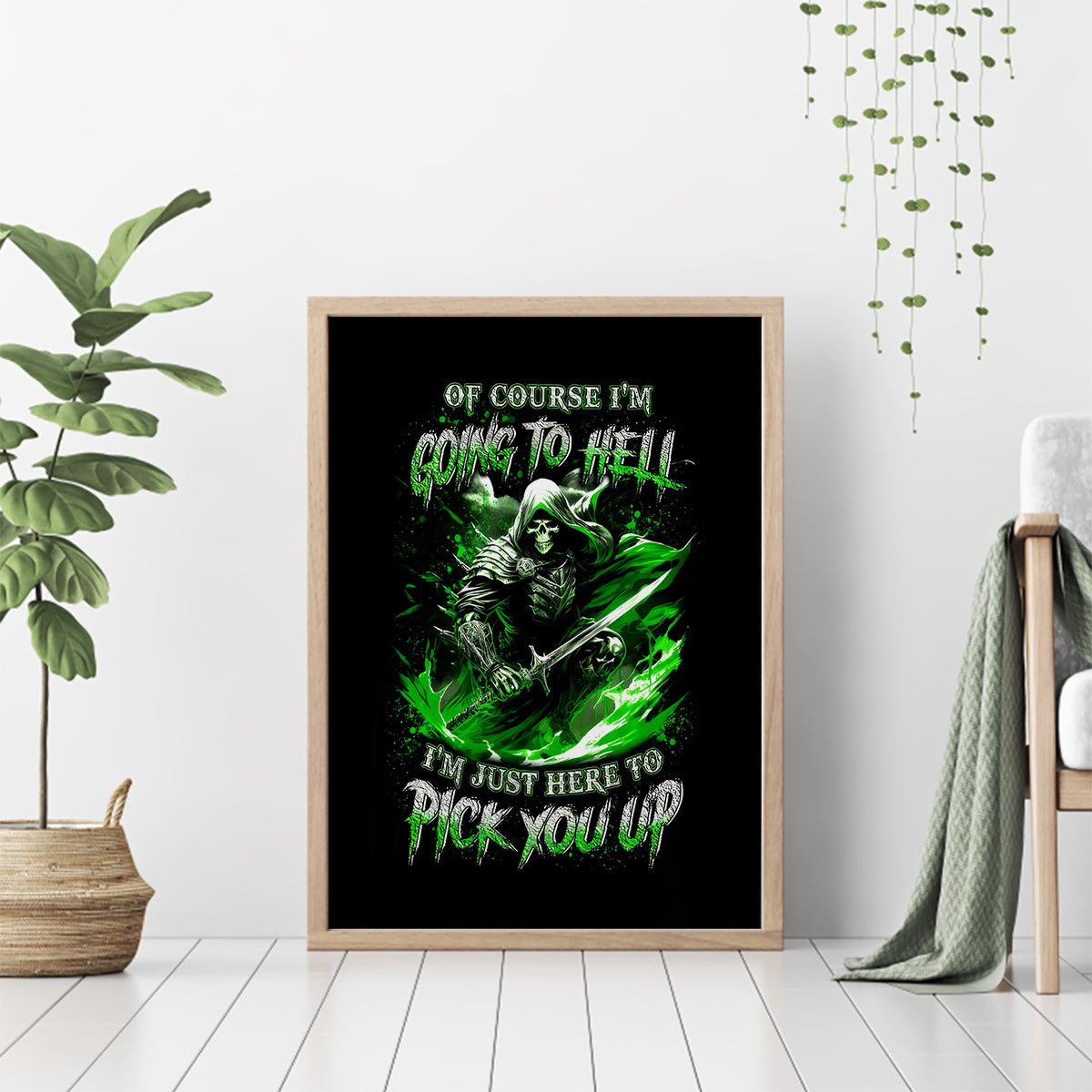 Warrior Skull Canvas Wall Art Of Course I'm Going To Hell Just Pick You Up - Wonder Print Shop