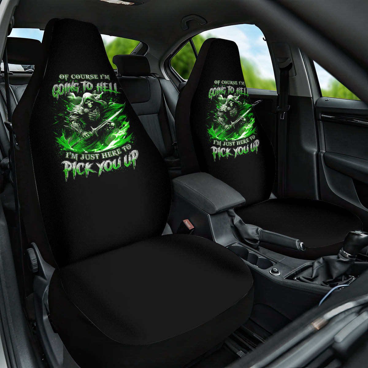 Warrior Skull Car Seat Cover Of Course I'm Going To Hell Just Pick You Up - Wonder Print Shop