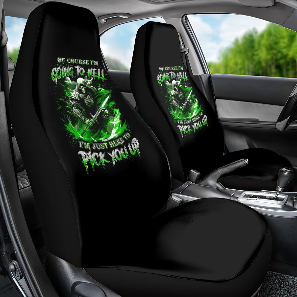 Warrior Skull Car Seat Cover Of Course I'm Going To Hell Just Pick You Up - Wonder Print Shop