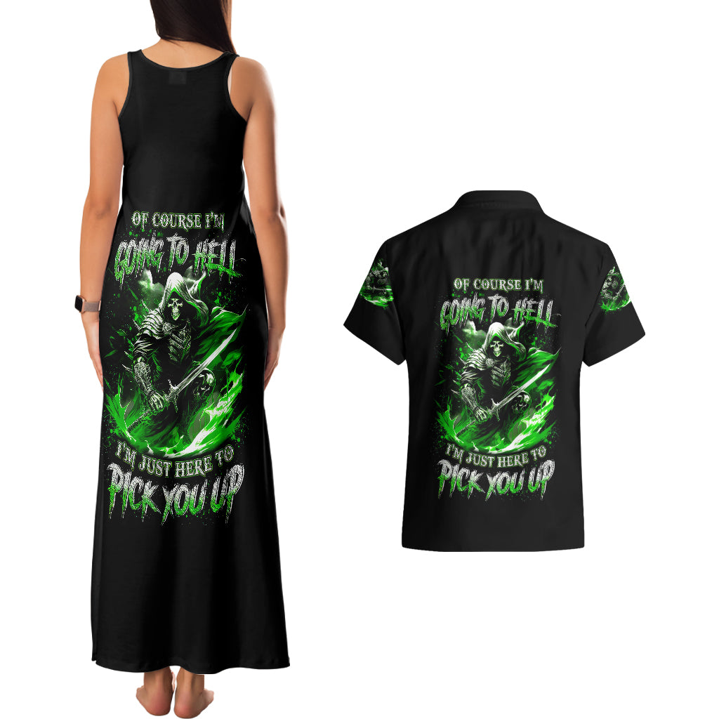 Warrior Skull Couples Matching Tank Maxi Dress and Hawaiian Shirt Of Course I'm Going To Hell Just Pick You Up - Wonder Print Shop