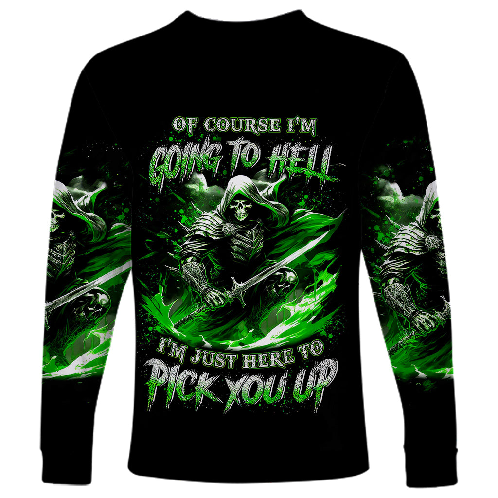Warrior Skull Long Sleeve Shirt Of Course I'm Going To Hell Just Pick You Up - Wonder Print Shop