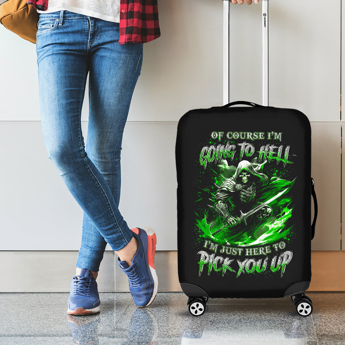 Warrior Skull Luggage Cover Of Course I'm Going To Hell Just Pick You Up - Wonder Print Shop