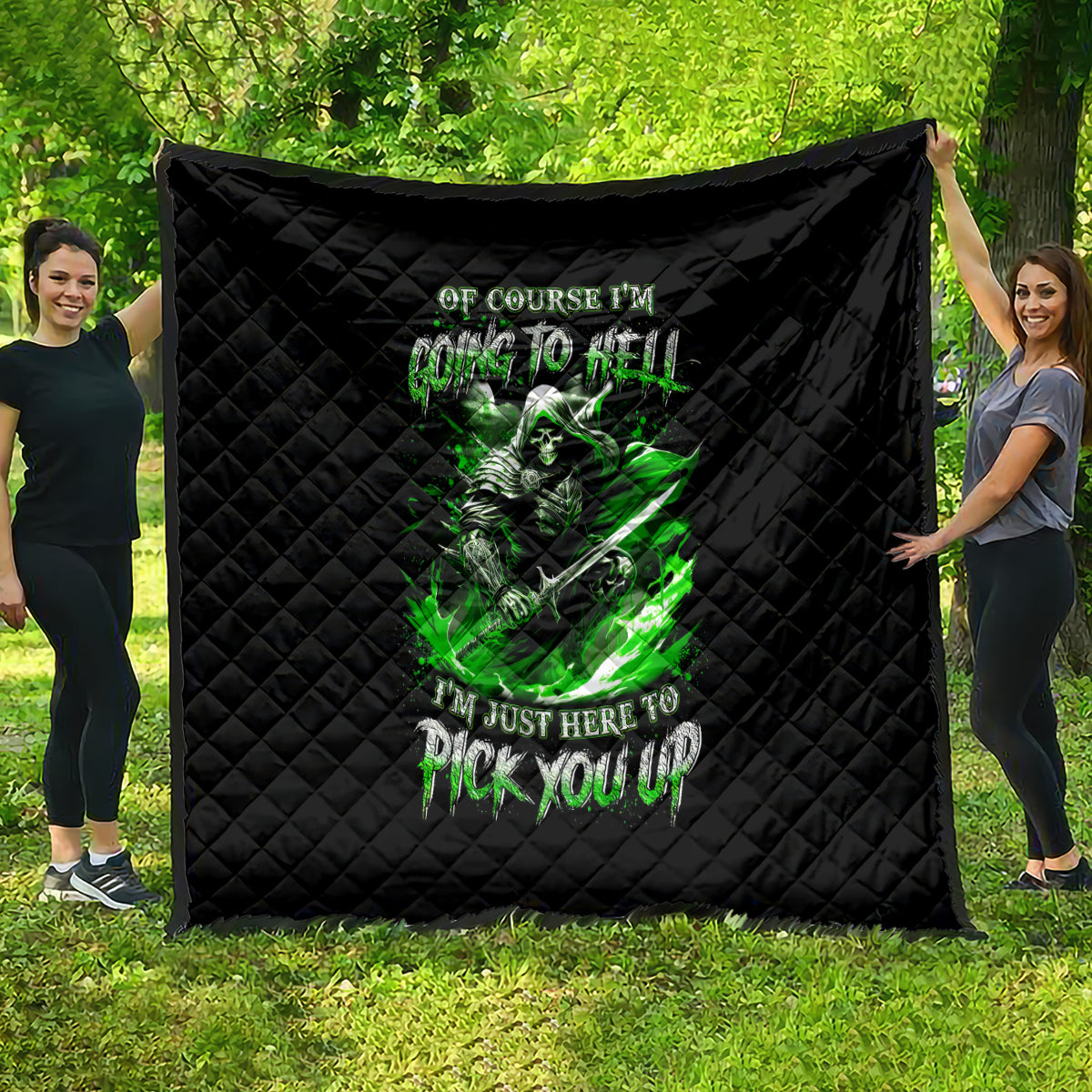 Warrior Skull Quilt Of Course I'm Going To Hell Just Pick You Up - Wonder Print Shop
