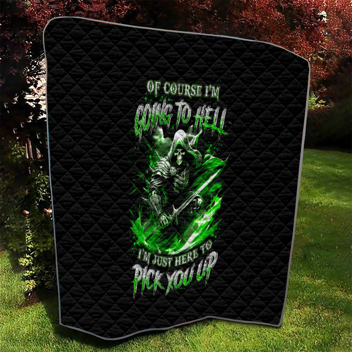 Warrior Skull Quilt Of Course I'm Going To Hell Just Pick You Up - Wonder Print Shop