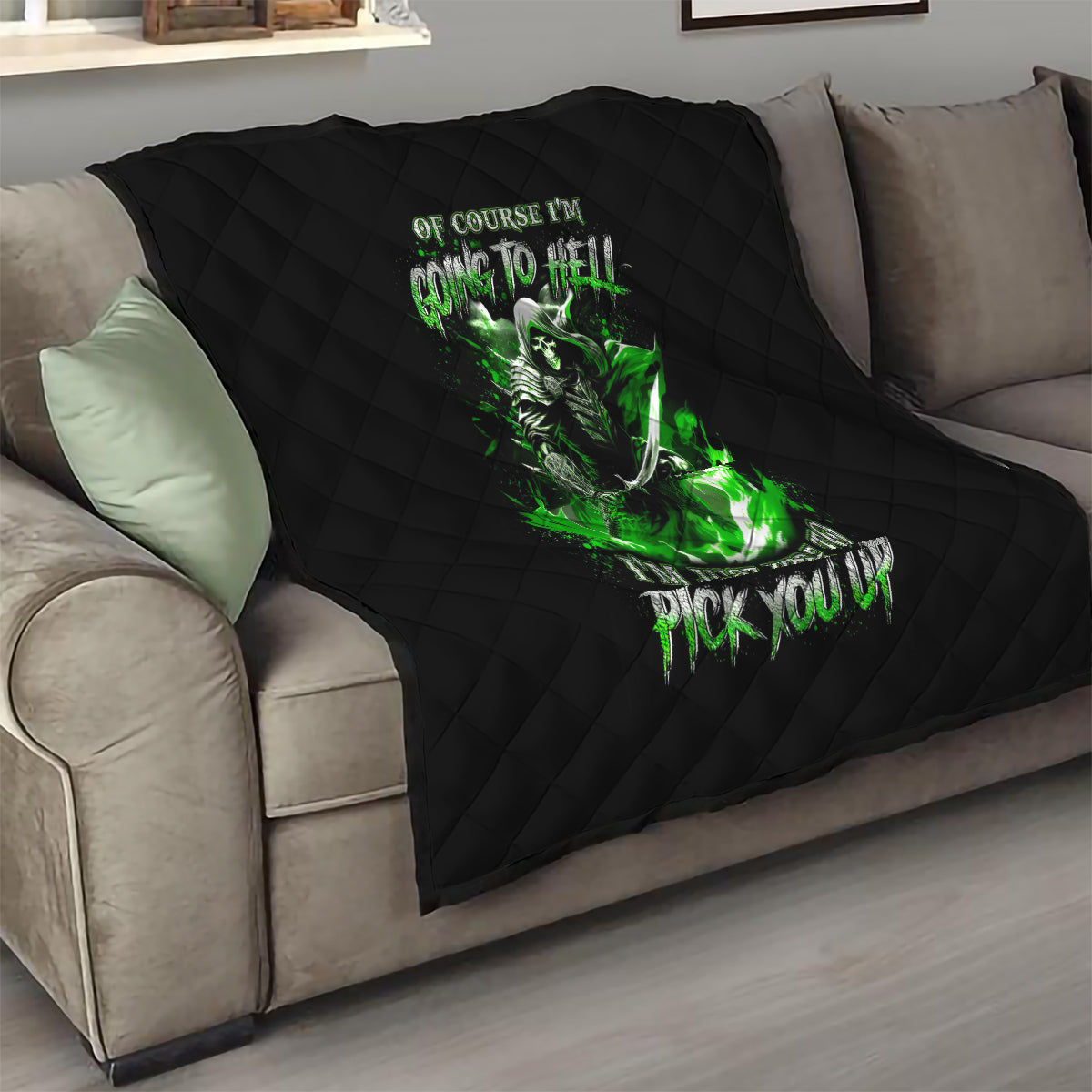 Warrior Skull Quilt Of Course I'm Going To Hell Just Pick You Up - Wonder Print Shop