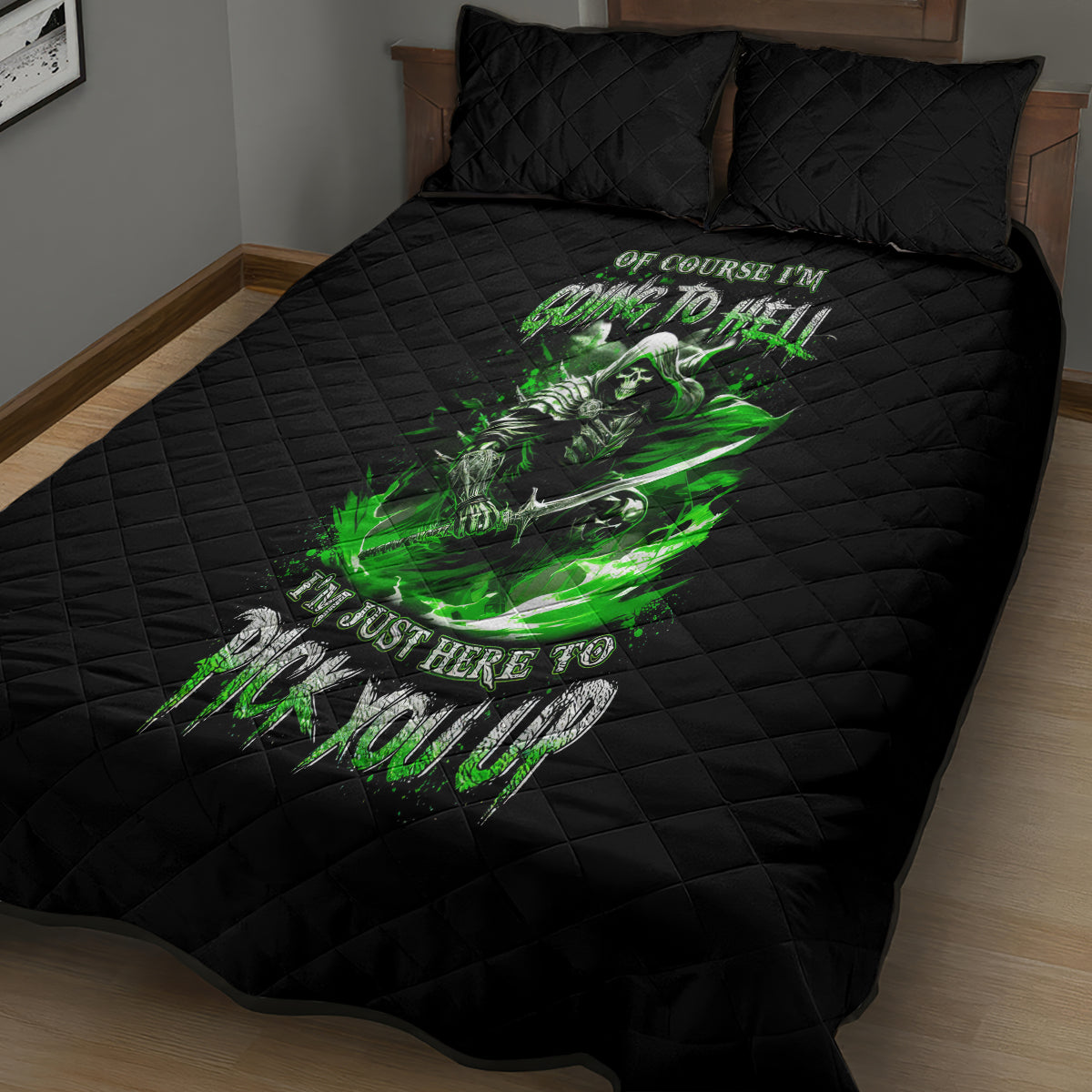 Warrior Skull Quilt Bed Set Of Course I'm Going To Hell Just Pick You Up - Wonder Print Shop
