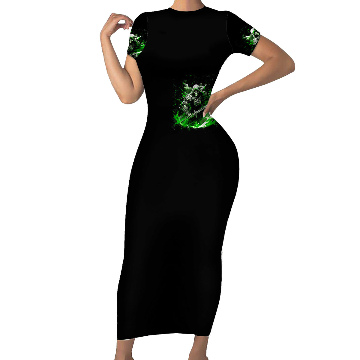 Warrior Skull Short Sleeve Bodycon Dress Of Course I'm Going To Hell Just Pick You Up - Wonder Print Shop