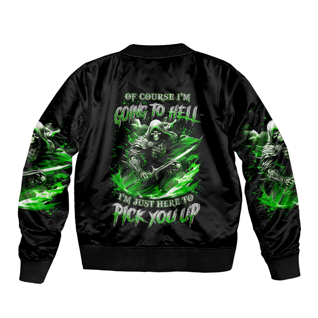 Warrior Skull Sleeve Zip Bomber Jacket Of Course I'm Going To Hell Just Pick You Up - Wonder Print Shop