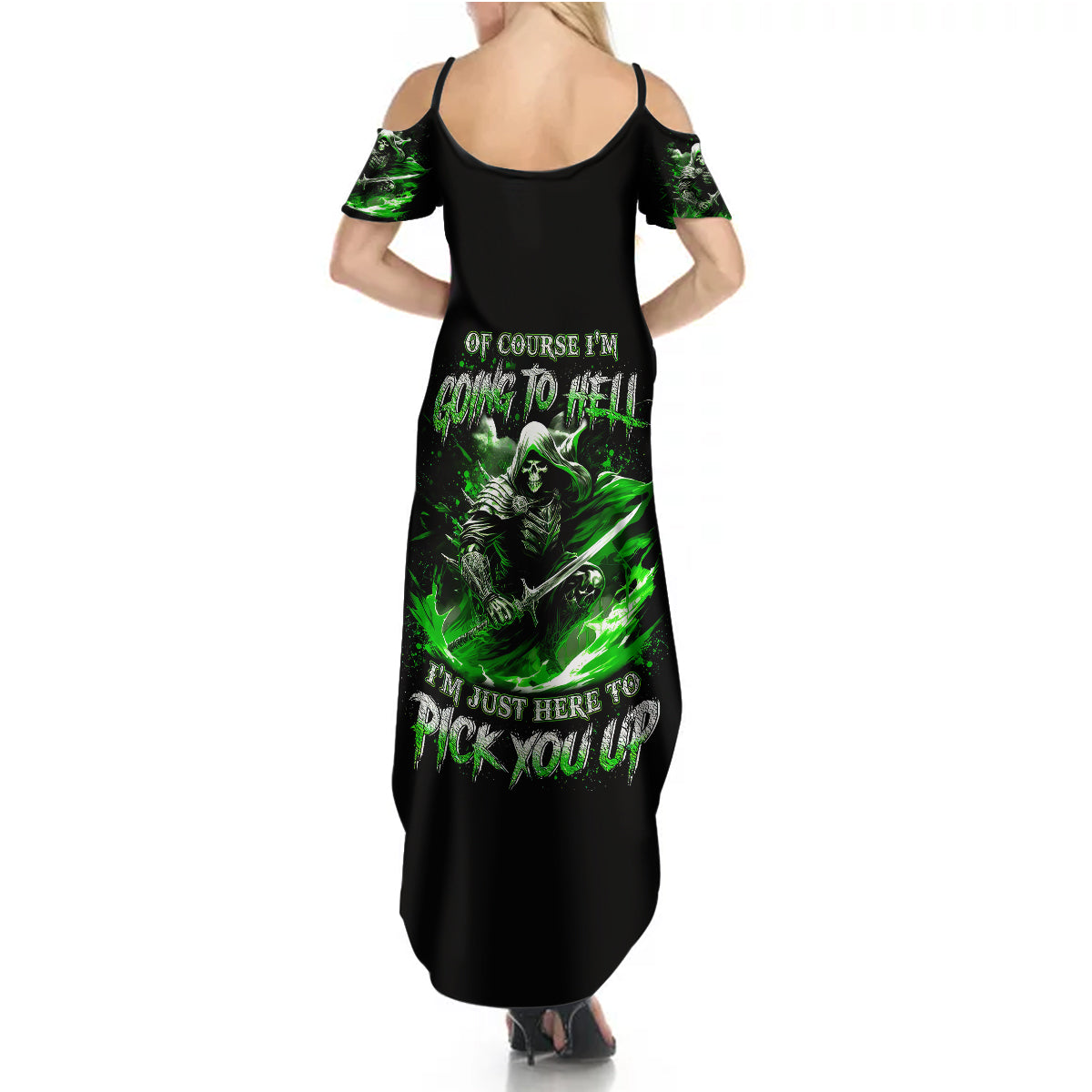 Warrior Skull Summer Maxi Dress Of Course I'm Going To Hell Just Pick You Up - Wonder Print Shop