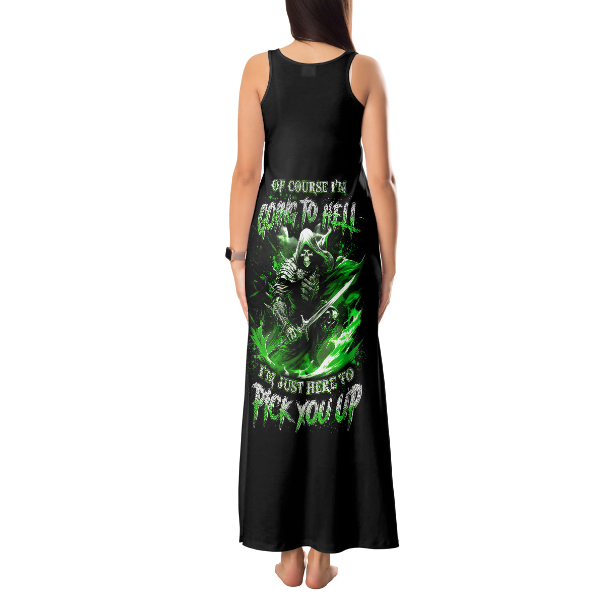 Warrior Skull Tank Maxi Dress Of Course I'm Going To Hell Just Pick You Up - Wonder Print Shop