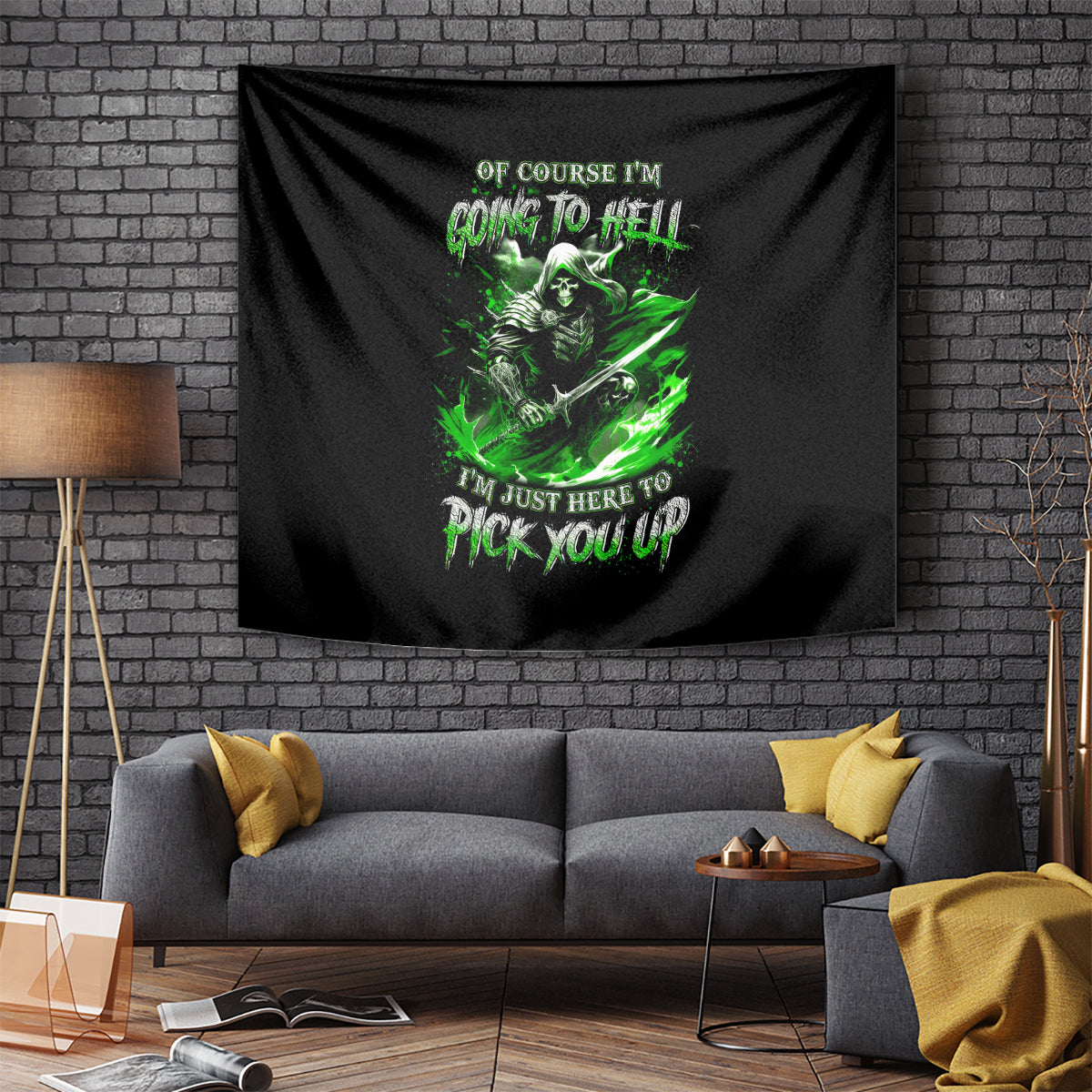 Warrior Skull Tapestry Of Course I'm Going To Hell Just Pick You Up - Wonder Print Shop