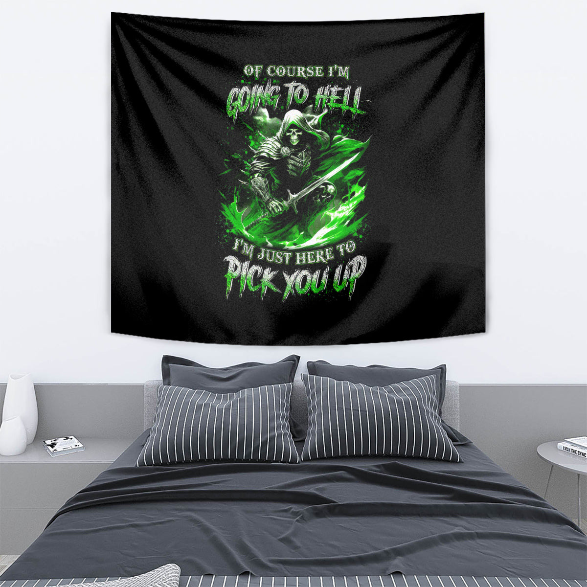 Warrior Skull Tapestry Of Course I'm Going To Hell Just Pick You Up - Wonder Print Shop