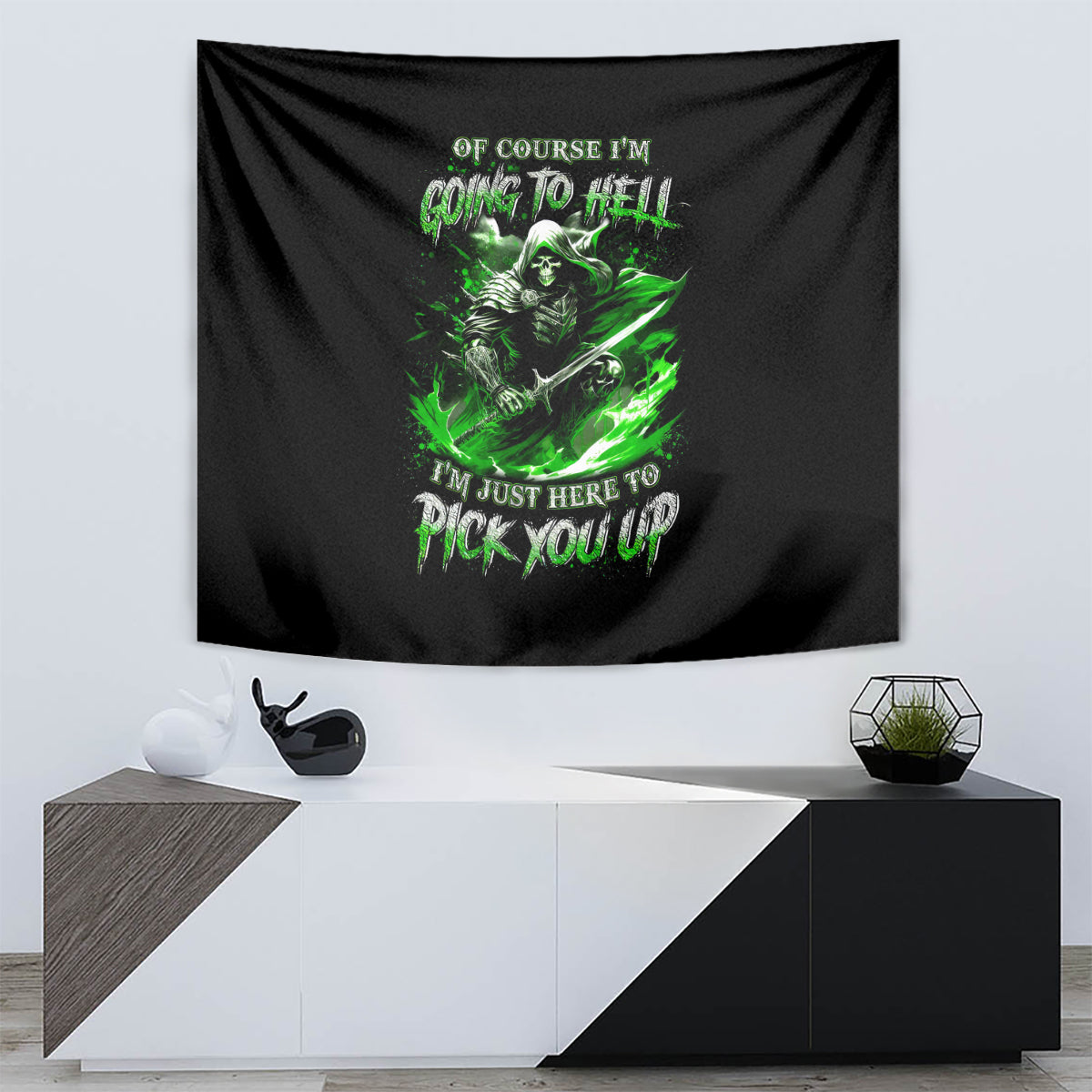 Warrior Skull Tapestry Of Course I'm Going To Hell Just Pick You Up - Wonder Print Shop
