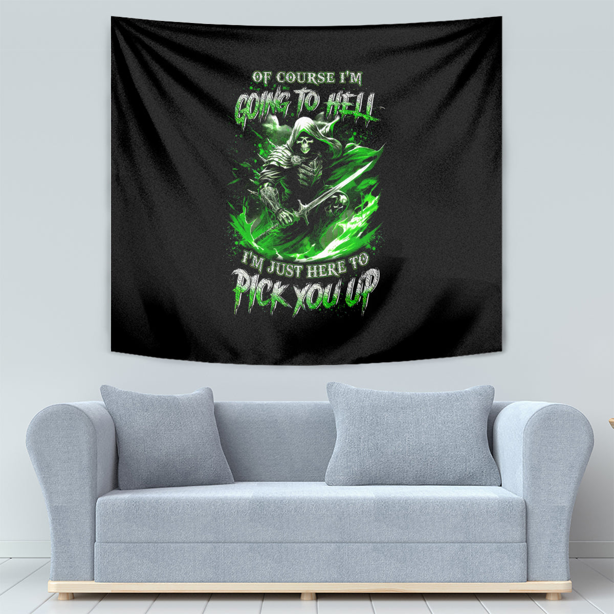 Warrior Skull Tapestry Of Course I'm Going To Hell Just Pick You Up - Wonder Print Shop