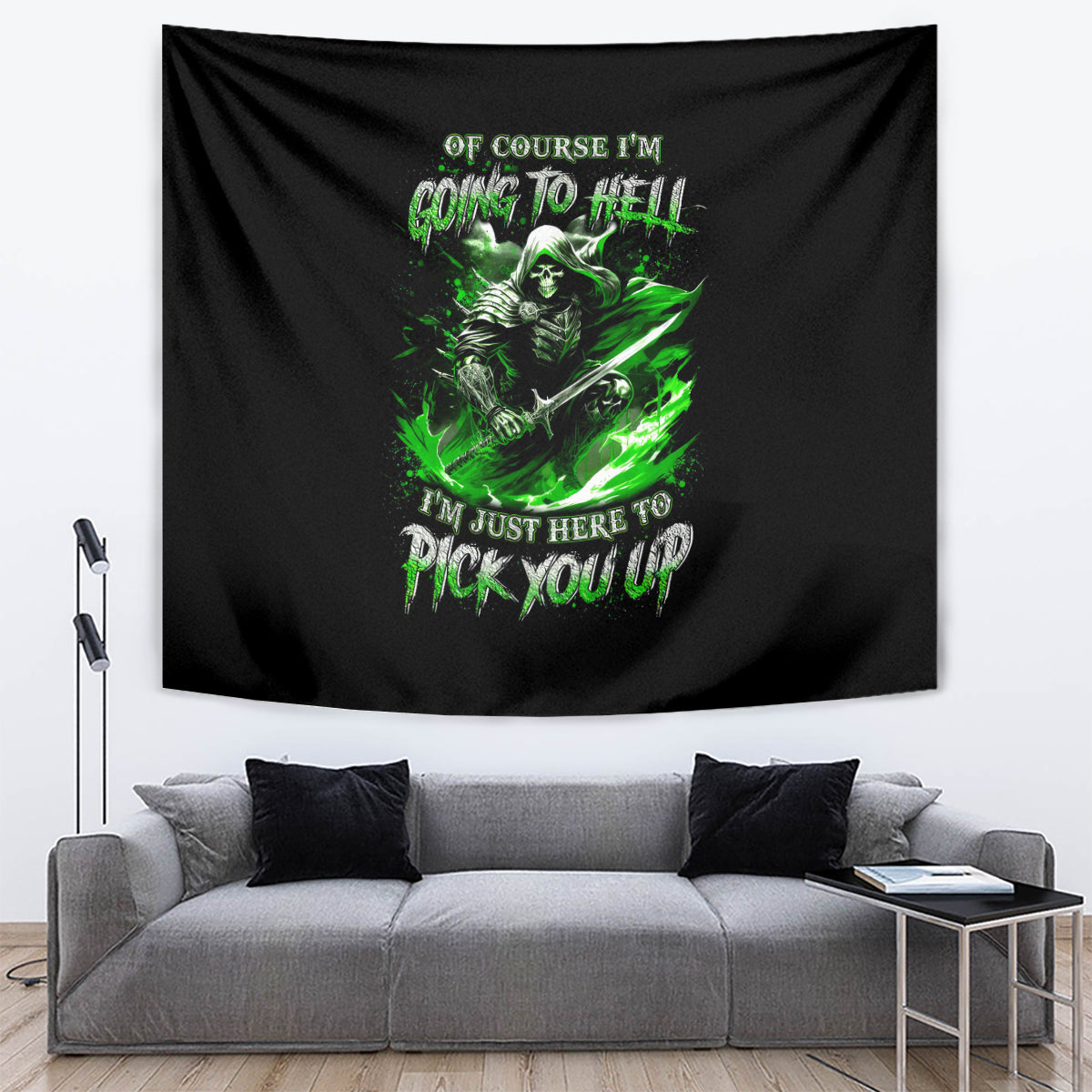 Warrior Skull Tapestry Of Course I'm Going To Hell Just Pick You Up - Wonder Print Shop
