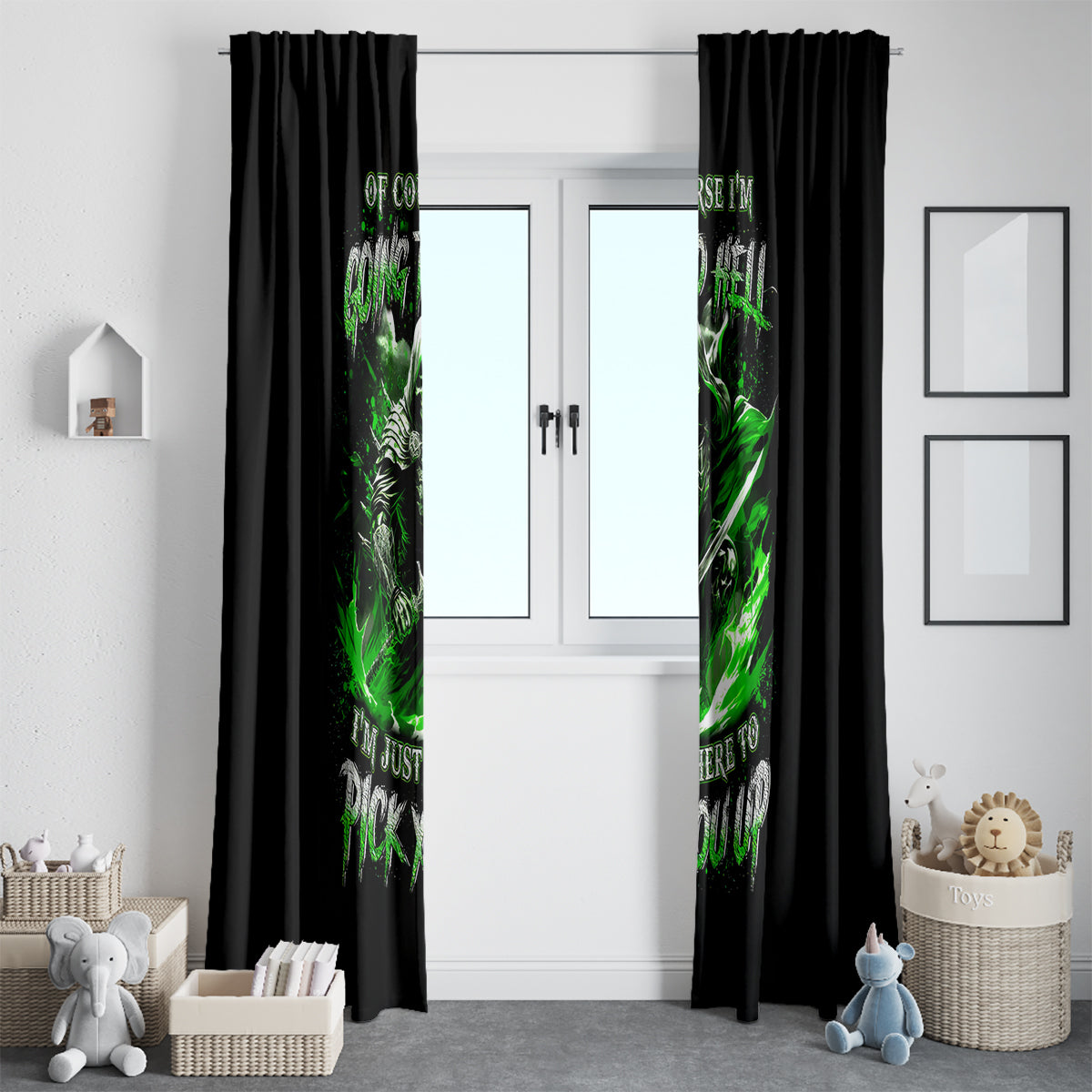 Warrior Skull Window Curtain Of Course I'm Going To Hell Just Pick You Up - Wonder Print Shop