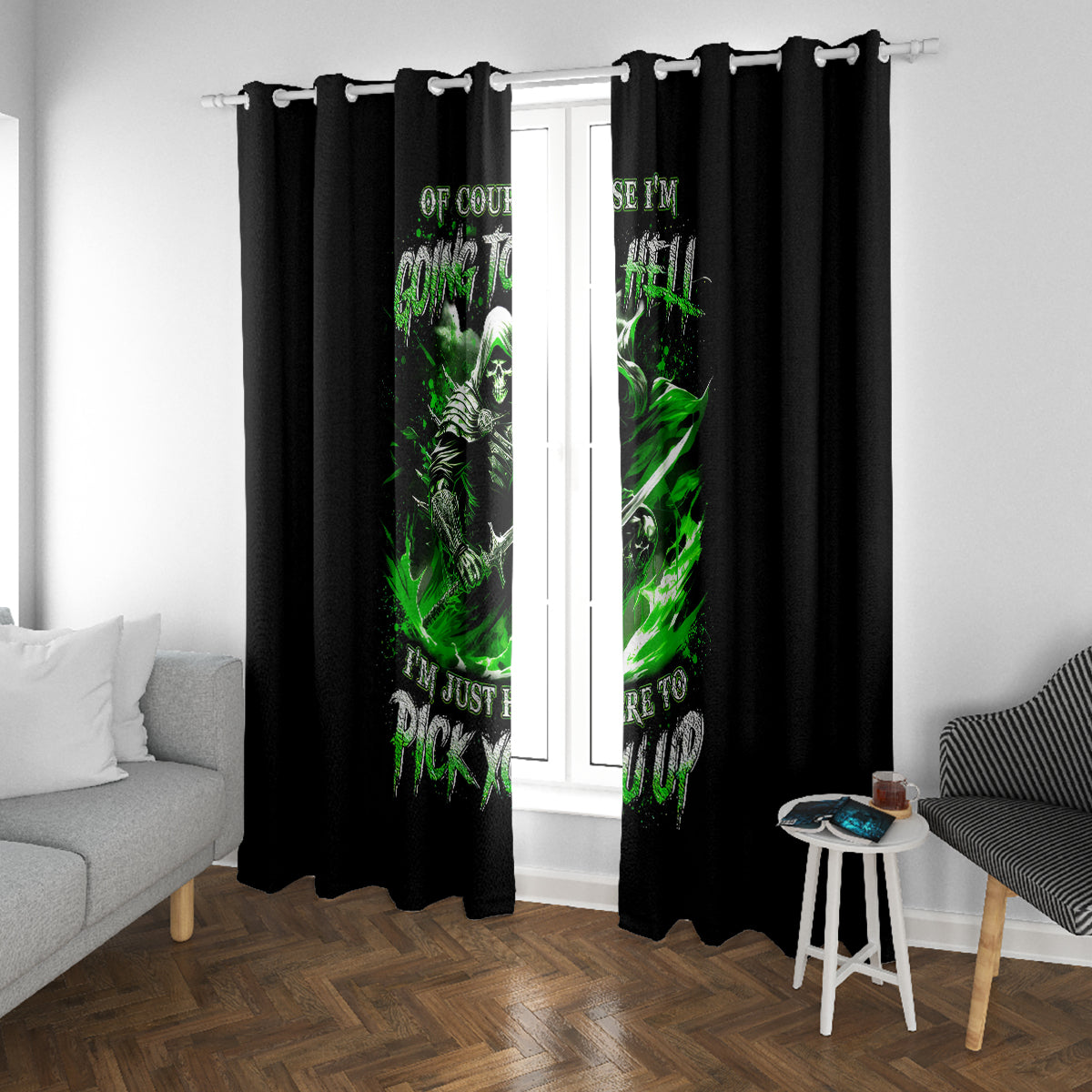 Warrior Skull Window Curtain Of Course I'm Going To Hell Just Pick You Up - Wonder Print Shop