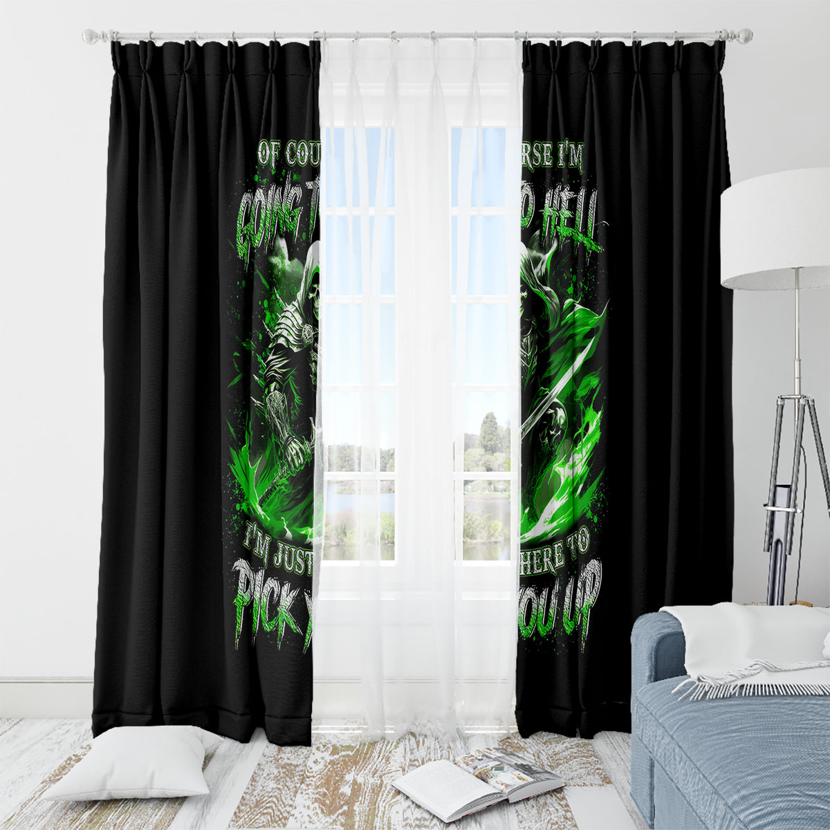 Warrior Skull Window Curtain Of Course I'm Going To Hell Just Pick You Up - Wonder Print Shop
