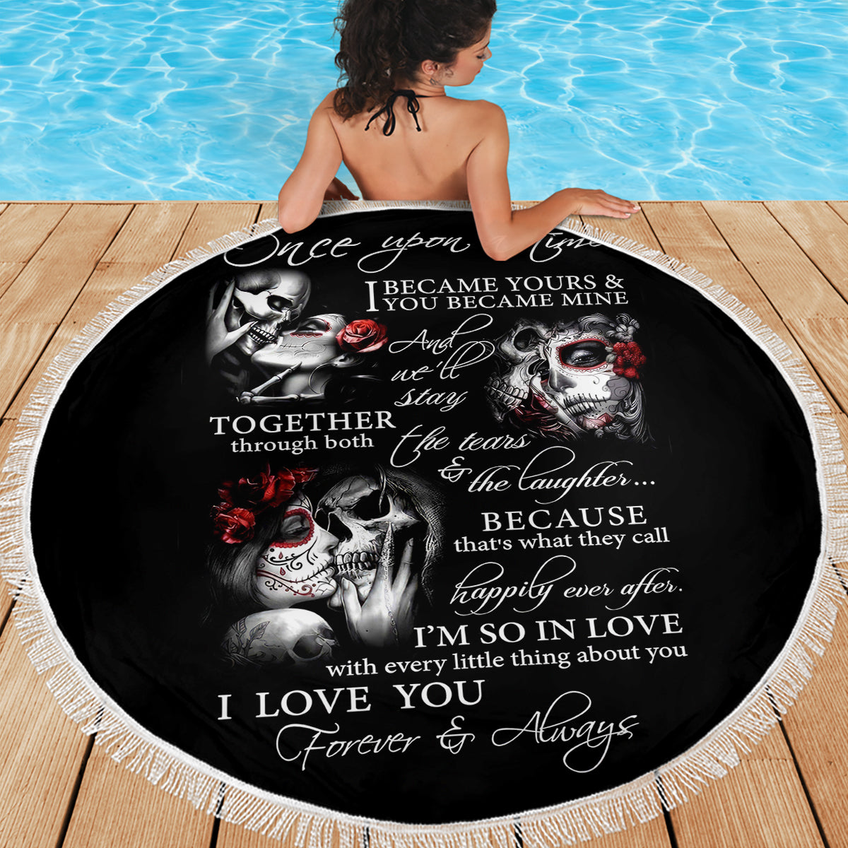 Love Skull Beach Blanket Once Upon A Time I Love You Forever And Always - Wonder Print Shop