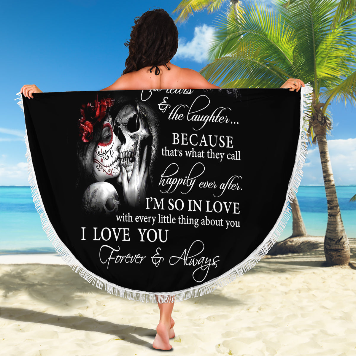 Love Skull Beach Blanket Once Upon A Time I Love You Forever And Always - Wonder Print Shop